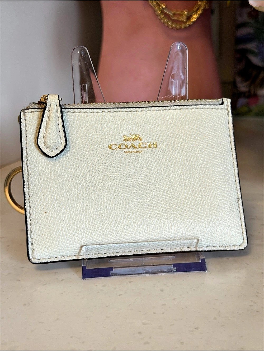 COACH EUC Mini Skinny ID Case White